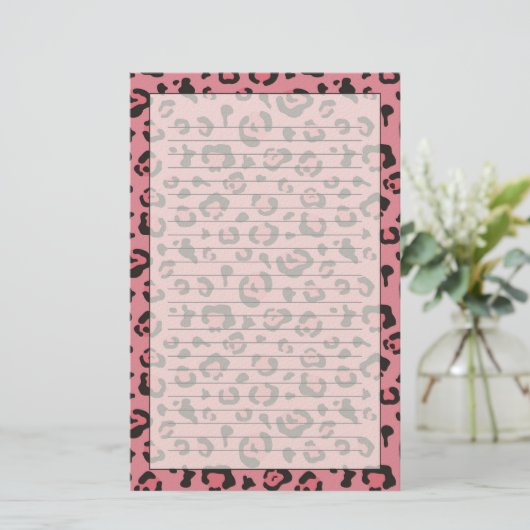 Illustratie van Leopard Pink Animal Briefpapier (Staand voorkant)
