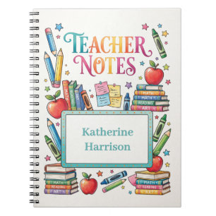 Illustratie van lerarennotities met schoolbenodigd notitieboek