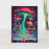 Illustratie van levendig gloeiend bosmushroom kaart (Voorkant)