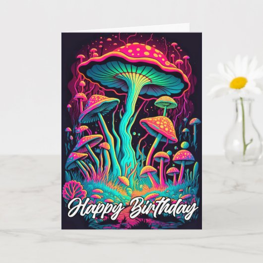 Illustratie van levendig gloeiend bosmushroom kaart (Kleine Plant)