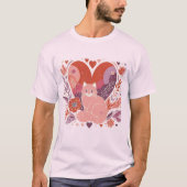 Illustratie van Liefde voor Katten Hartbloemen T-shirt (Voorkant)