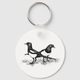 Illustratie van Magpies op knoptoetsenbord Sleutelhanger