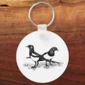 Illustratie van Magpies op knoptoetsenbord Sleutelhanger (Voorkant)