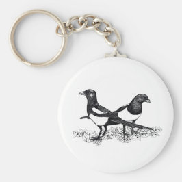Illustratie van Magpies op knoptoetsenbord Sleutelhanger