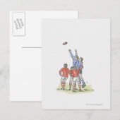 Illustratie van mannen die rugbyspringen in de luc briefkaart (Voorkant / Achterkant)