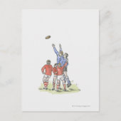 Illustratie van mannen die rugbyspringen in de luc briefkaart (Voorkant)
