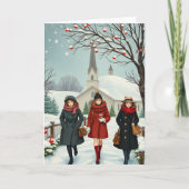 Illustratie van mensen die uit de kerk komen kaart (Voorkant)