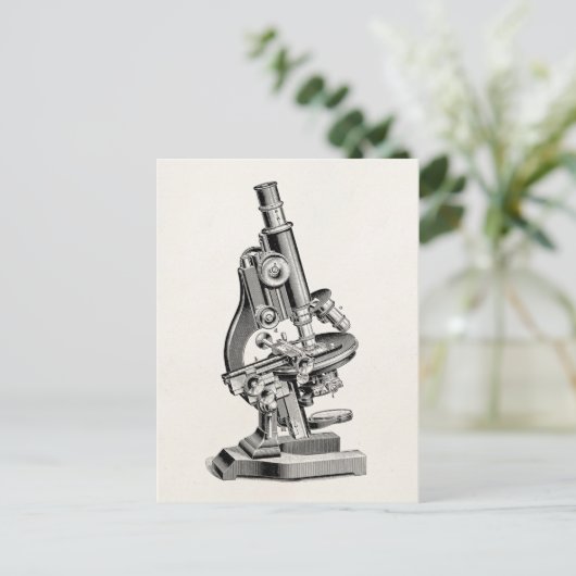  illustratie van microscoop Retro Steampunk Briefkaart (Staand voorkant)