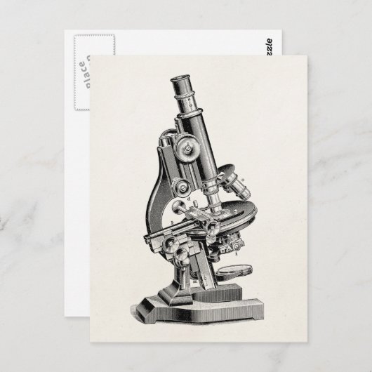  illustratie van microscoop Retro Steampunk Briefkaart (Voorkant / Achterkant)