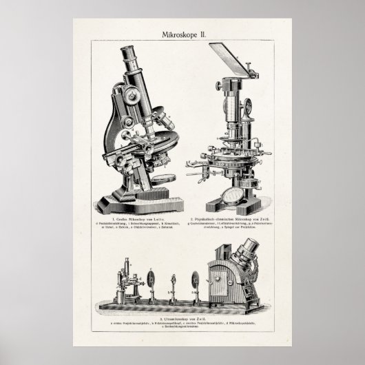 illustratie van microscoop Retro Steampunk Poster (Voorkant)