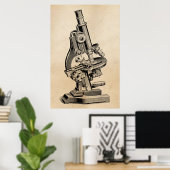  illustratie van microscoop Retro Steampunk Poster (Thuiskantoor)