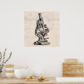 illustratie van microscoop Retro Steampunk Poster (Keuken)