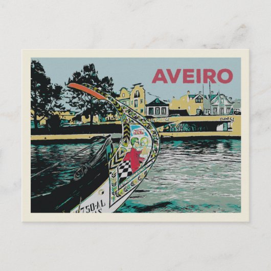 "Illustratie van Moliceiro boot in Aveiro Portugal Briefkaart (Voorkant)