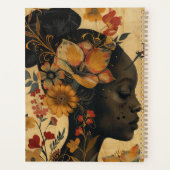 Illustratie van mooie dame en bloemen planner (Achterkant)