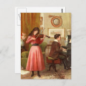 Illustratie van muziek op thuisbasis  briefkaart (Voorkant / Achterkant)