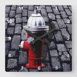 Illustratie van New York Fire Hydrant Vierkante Klok
