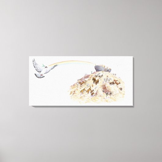 Illustratie van Noah's ark met dieren die vertrekk Canvas Afdruk (Voorkant)