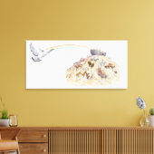 Illustratie van Noah's ark met dieren die vertrekk Canvas Afdruk (Insitu (Woonkamer))