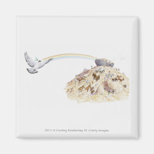 Illustratie van Noah's ark met dieren die vertrekk Magneet