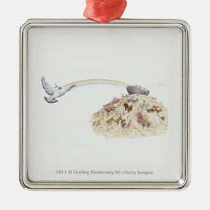 Illustratie van Noah's ark met dieren die vertrekk Metalen Ornament