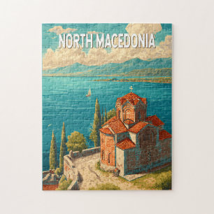Illustratie van Noord-Macedonië Reis Kunst Vintage Legpuzzel
