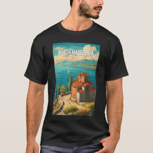 Illustratie van Noord-Macedonië Reis Kunst Vintage T-shirt
