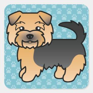 Illustratie van Norfolk Terrier-hond met zwarte en Vierkante Sticker