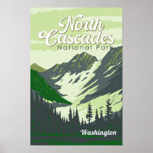 Illustratie van North Cascades National Park Reis Poster