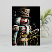 Illustratie van Notenkraker Christmas Black Folie Feestdagenkaart (Staand Voorkant)
