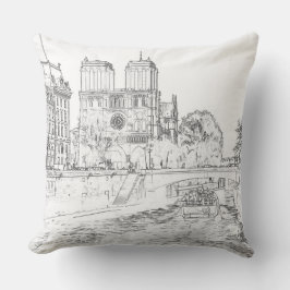 Illustratie van Notre Dame de Paris Kussen
