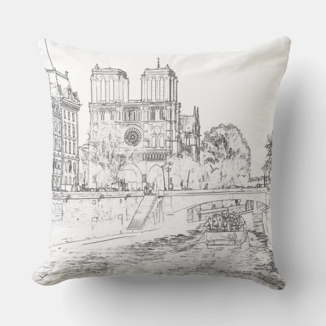 Illustratie van Notre Dame de Paris Kussen (Voorkant)