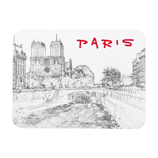 Illustratie van Notre Dame de Paris Magneet (Horizontaal)