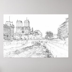 Illustratie van Notre Dame de Paris Poster
