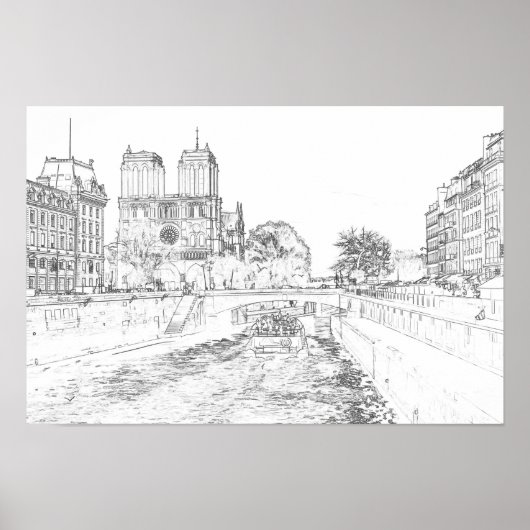 Illustratie van Notre Dame de Paris Poster (Voorkant)