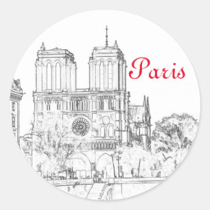 Illustratie van Notre Dame de Paris Ronde Sticker