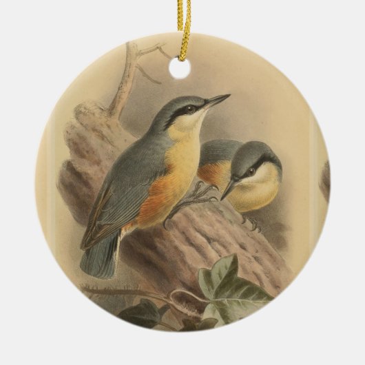  illustratie van Nuthatch Keramisch Ornament (Voorkant)