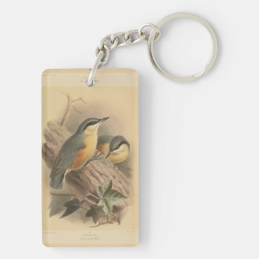  illustratie van Nuthatch Sleutelhanger (achterkant)