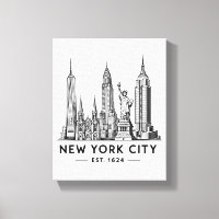 Illustratie van NYC-sylhouet met Statue of Liberty