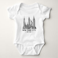 Illustratie van NYC-sylhouet met Statue of Liberty