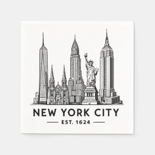 Illustratie van NYC-sylhouet met Statue of Liberty Servet