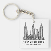 Illustratie van NYC-sylhouet met Statue of Liberty