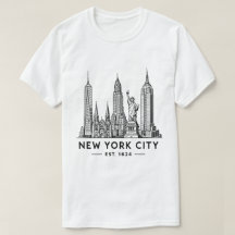 Illustratie van NYC-sylhouet met Statue of Liberty