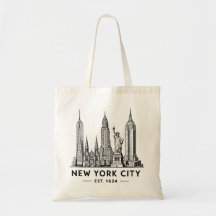 Illustratie van NYC-sylhouet met Statue of Liberty