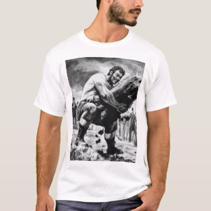 Illustratie van Oldtime Strongman die een logboek  T-shirt
