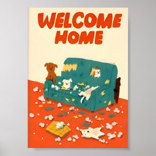 Illustratie van ondeugende honden poster