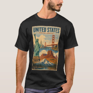 Illustratie van oriëntatiepunten in de Verenigde S T-shirt