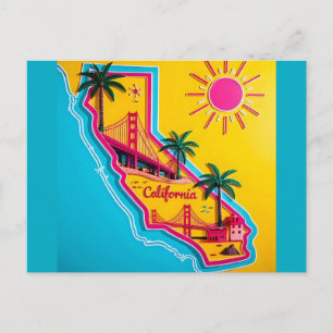 Illustratie van oriëntatiepuntenkaart van Californ Briefkaart