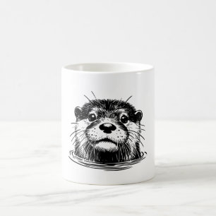 Illustratie van otter in water koffiemok