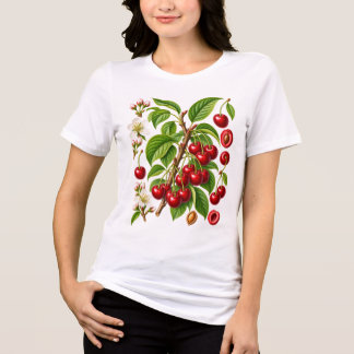 Illustratie van ouderwetse botanische kers Tri-Blend shirt