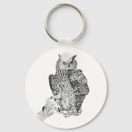 Illustratie van Owl op knopkeyring Sleutelhanger